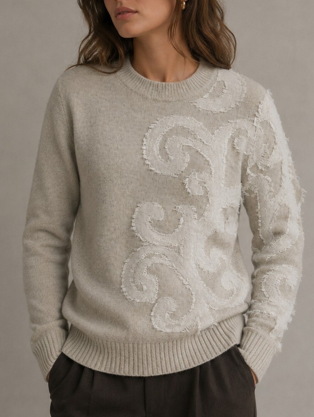 Naadam NWT Sarnai Jacquard Pattern Pullover Wool and Cashmere Blend